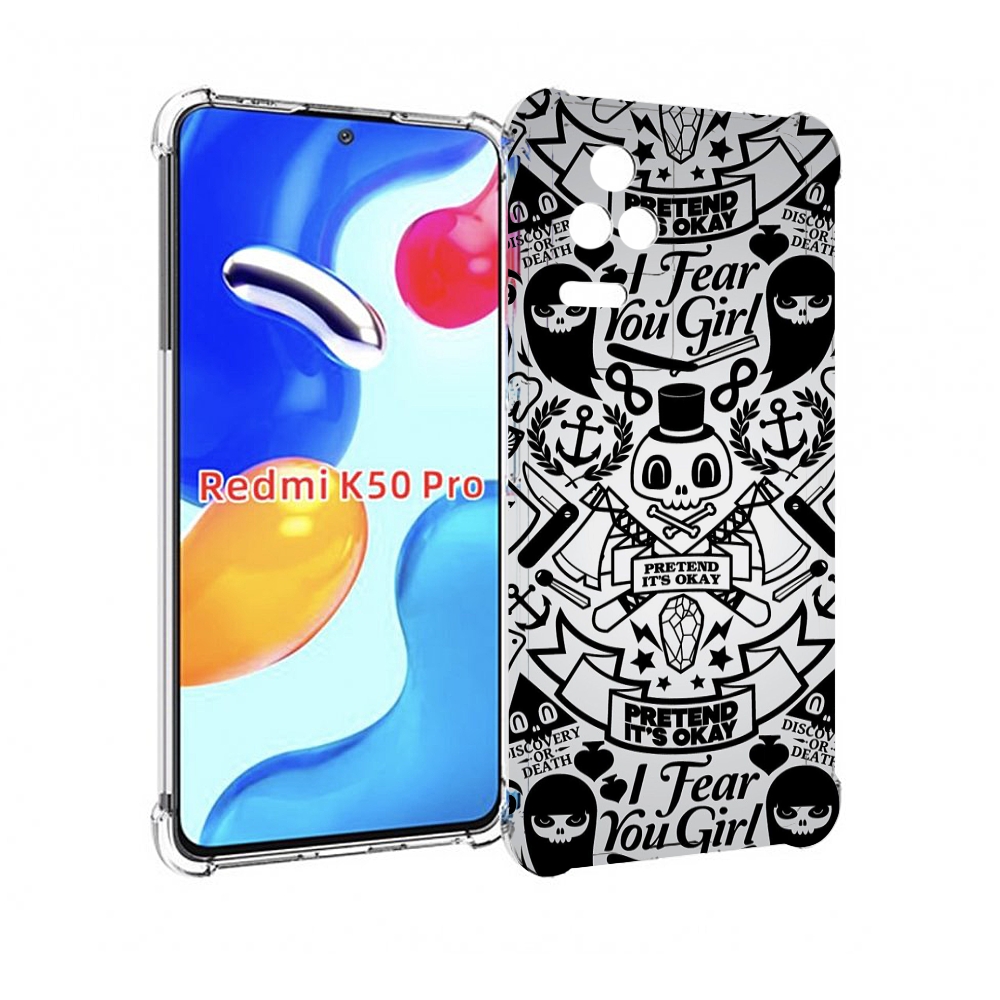 

Чехол MyPads готический-принт для Xiaomi Redmi K50/K50 Pro, Прозрачный, Tocco