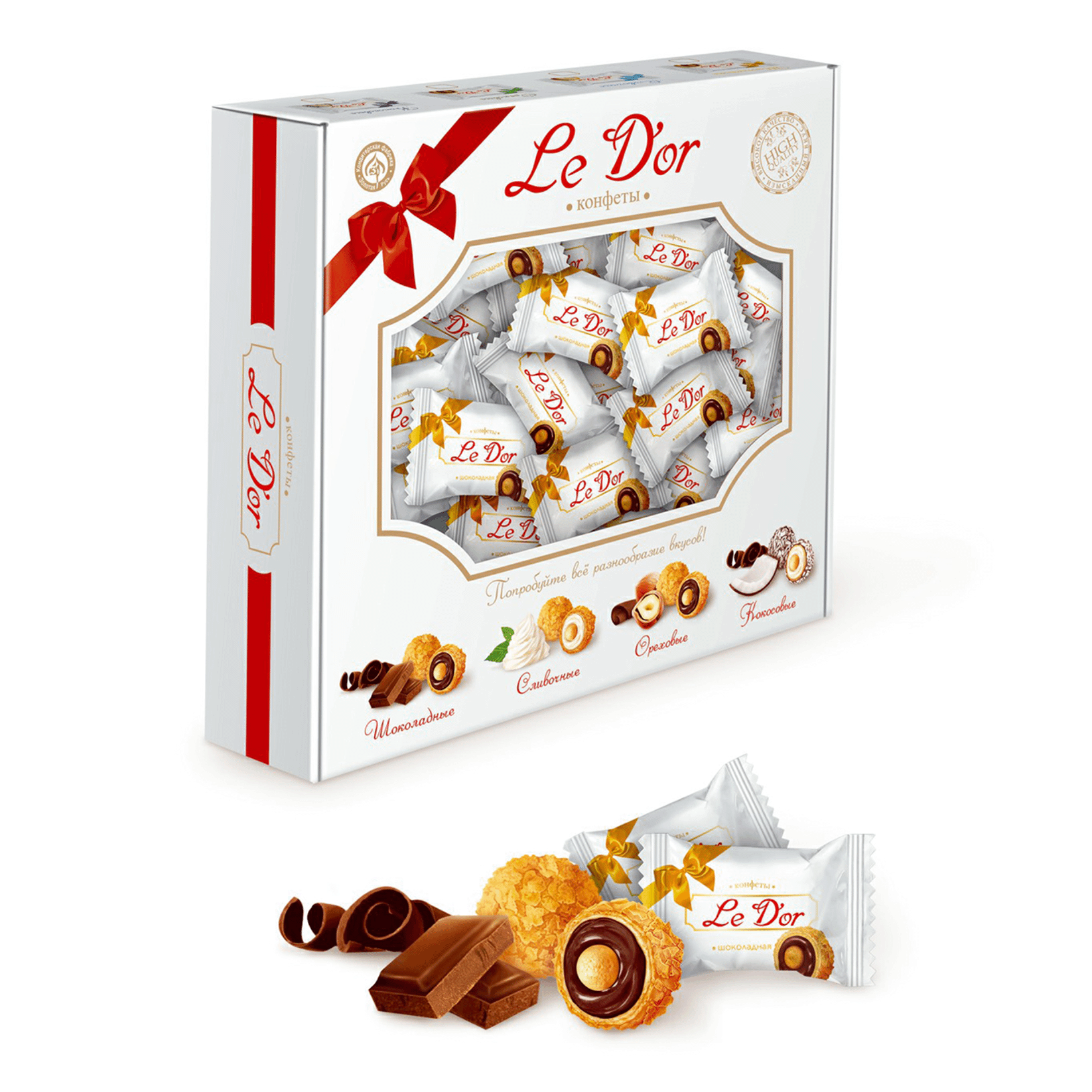 

Конфеты с шоколадной начинкой в вафельной крошке, "Le D`or", 700 г