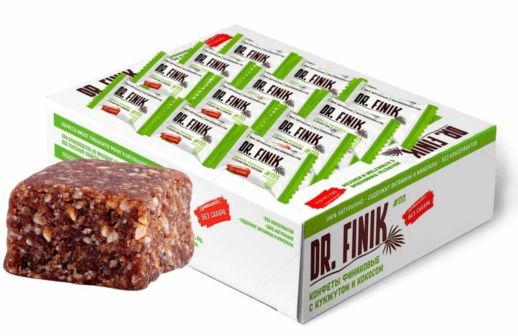

Конфеты финиковые DR.FINIK с кокосом и кунжутом, без сахара, 450 г