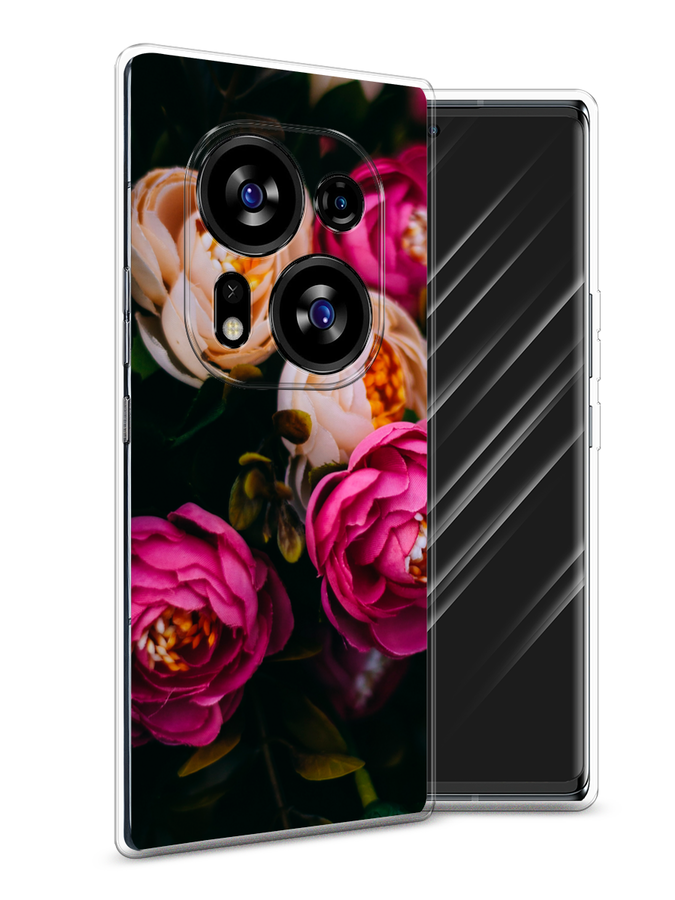 

Чехол Awog на Tecno Phantom X2/X2 Pro "Розовые пионы на черном", Розовый;черный, 303250-8