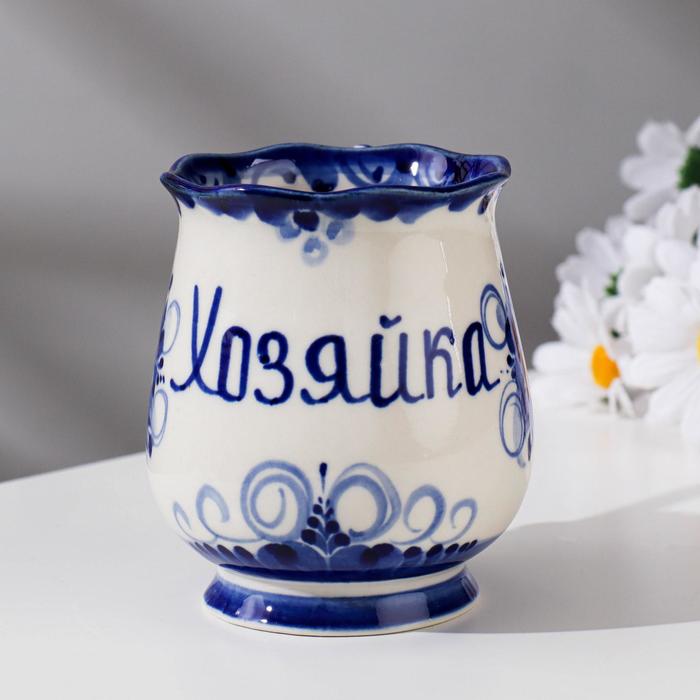 

Кружка Утро Хозяйка, 0,3 л, 11х12 см, гжель, фарфор