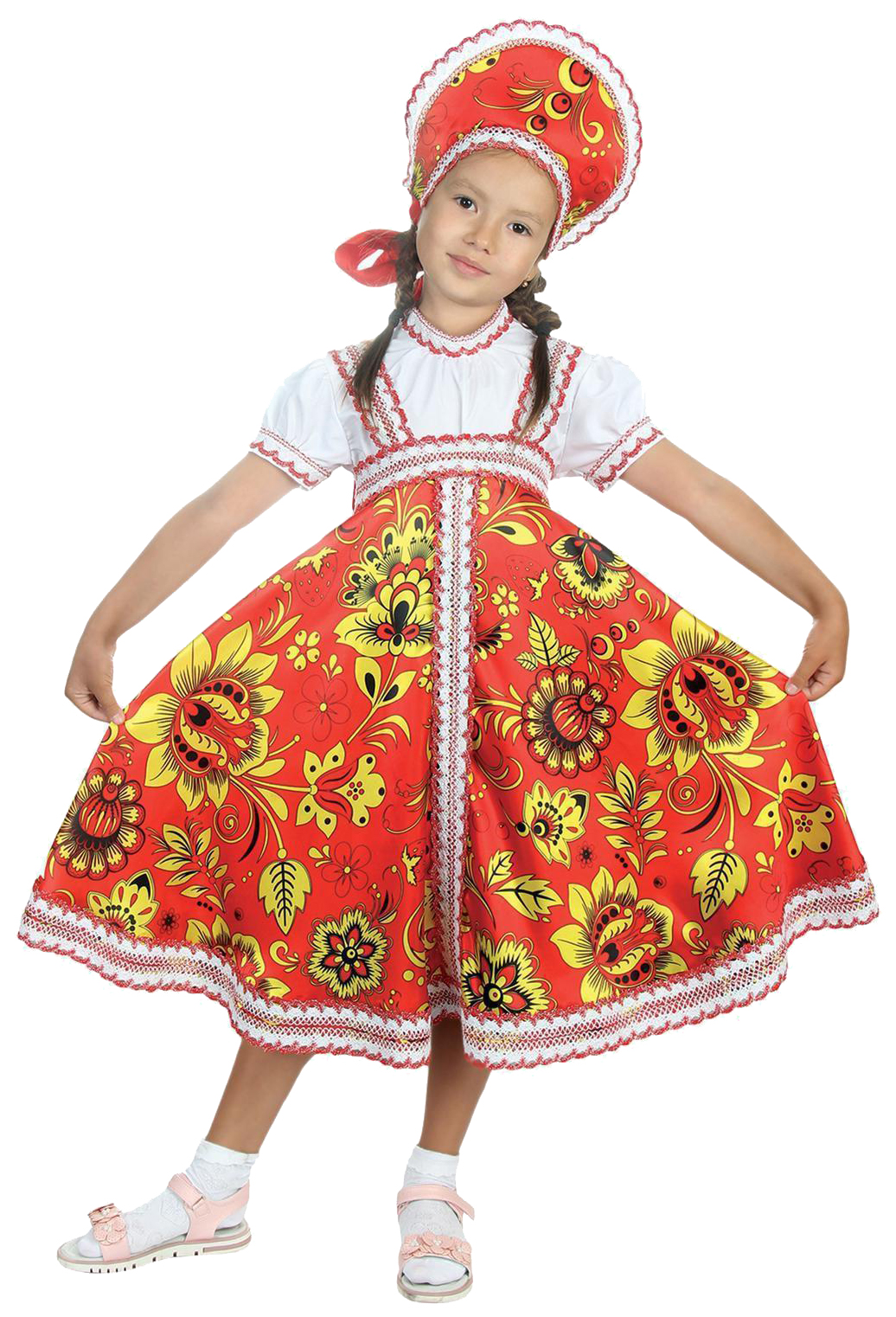 

Русский народный костюм "Хохлома", платье, кокошник, цвет красный, р-р 36, рост 140 см