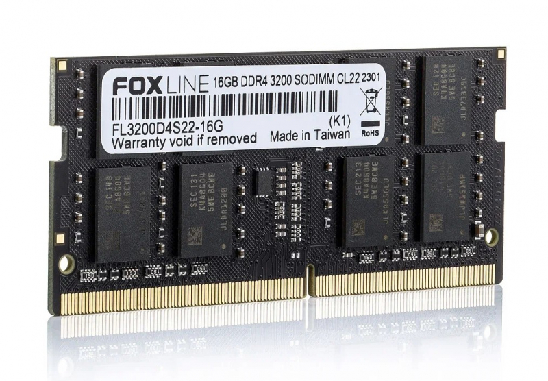 Оперативная память Foxline FL3200D4S22-16G_RTL , DDR4 1x16Gb, 3200MHz