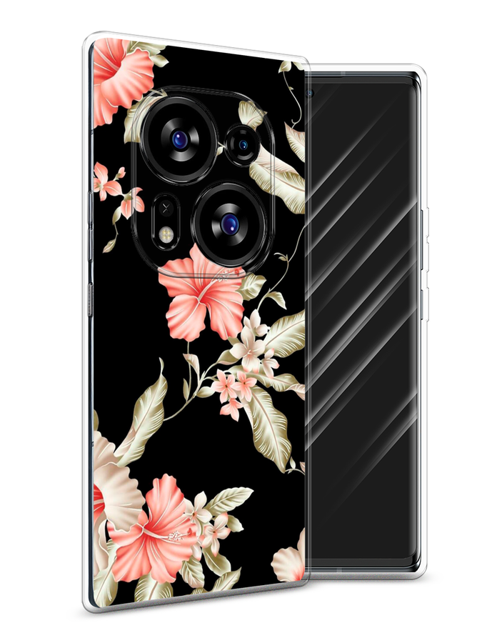 

Чехол Awog на Tecno Phantom X2/X2 Pro "Цветы на черном", Черный;розовый, 303250-8
