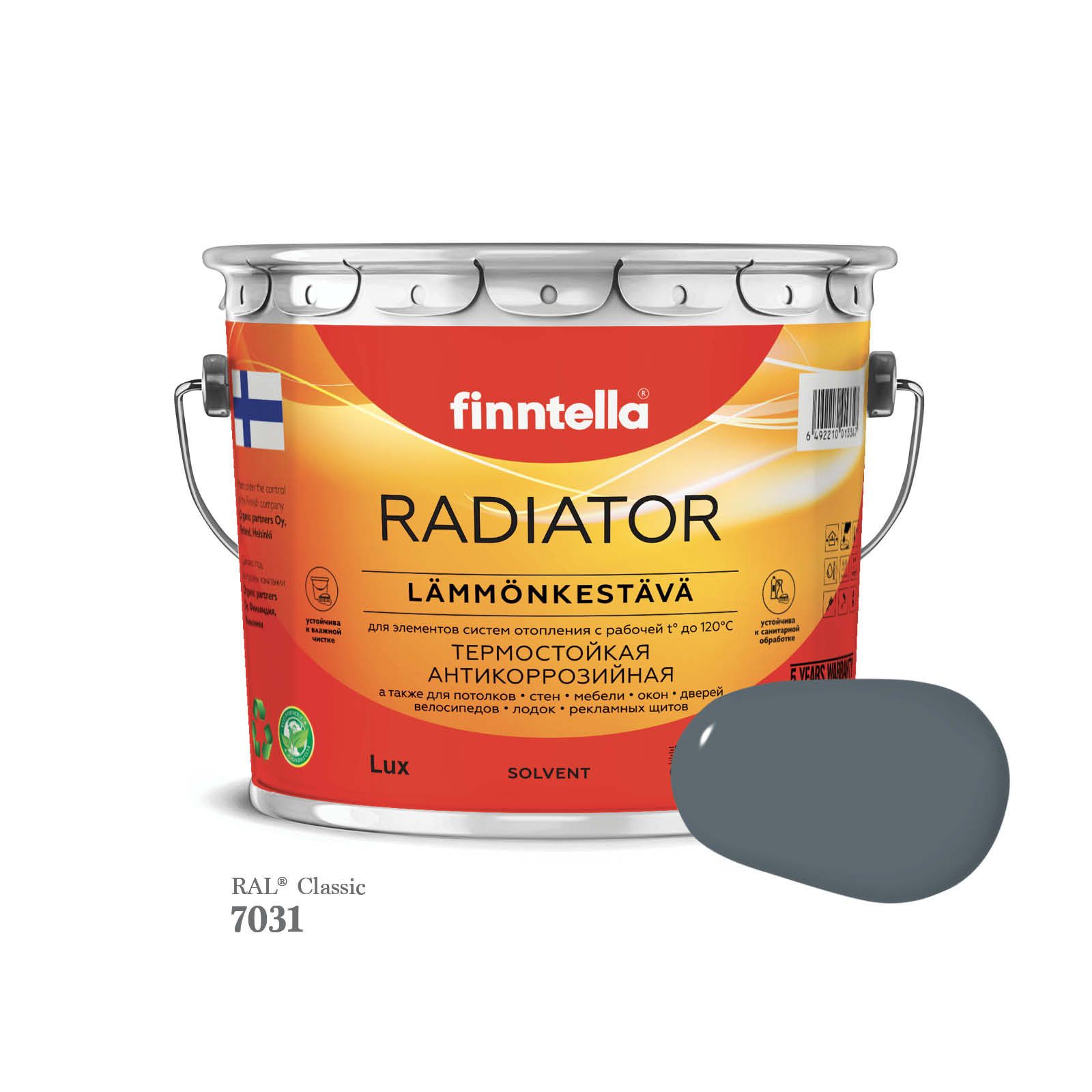 

Краска для радиаторов быстросохнущая финская эмаль FINNTELLA RADIATOR Matta. Матовая. Цвет, Серый, RADIATOR Matta RAL