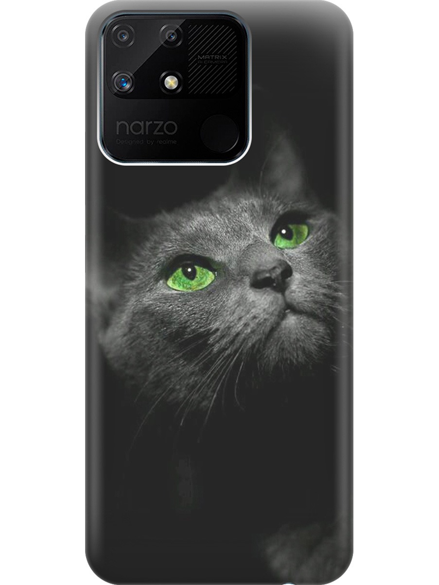 

Силиконовый чехол на Realme narzo 50A с принтом "Зеленоглазая кошка", Прозрачный;зеленый;серый;черный, 740189911