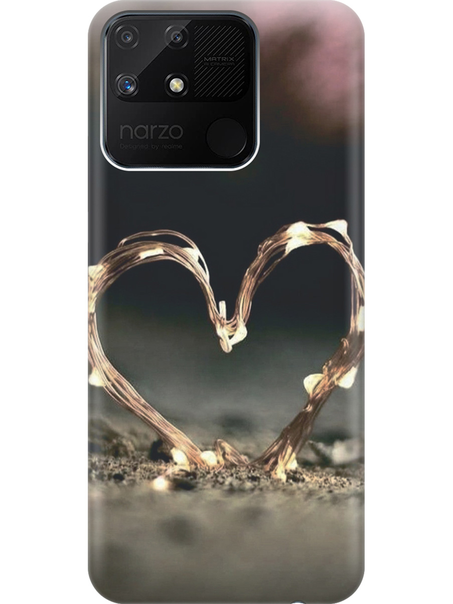 

Силиконовый чехол на Realme narzo 50A с принтом "Светящееся сердце", Прозрачный;желтый;черный, 740189991