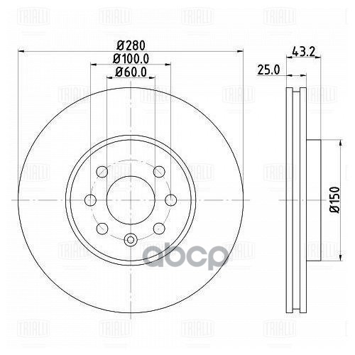 

Диск Тормозной Передний D=280, 4 Отв. Trialli Df 210208 Trialli арт. DF 210208