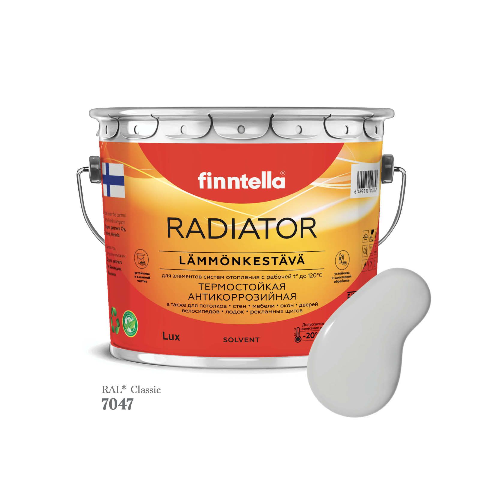 

Краска для радиаторов быстросохнущая финская эмаль FINNTELLA RADIATOR Matta. Матовая. Цвет, Серый, RADIATOR Matta RAL