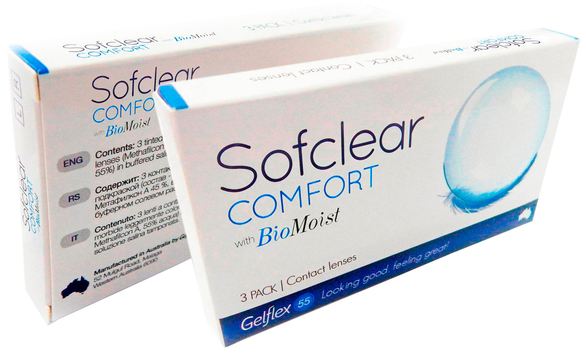 Контактные линзы Sofclear Comfort with BioMoist 3 линзы R 8,6 -7,50