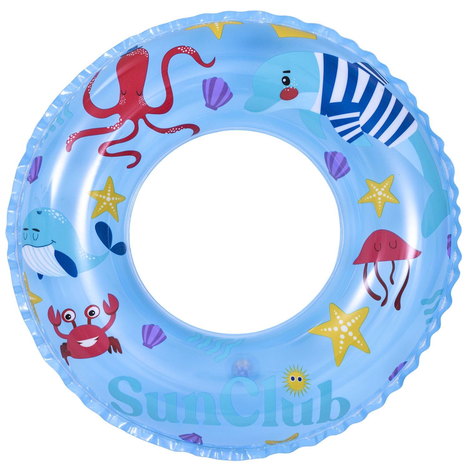Надувной круг для плавания Jilong Морская фауна 50 см, голубой круг надувной для плавания bestway 36084 91см голубой с узорами