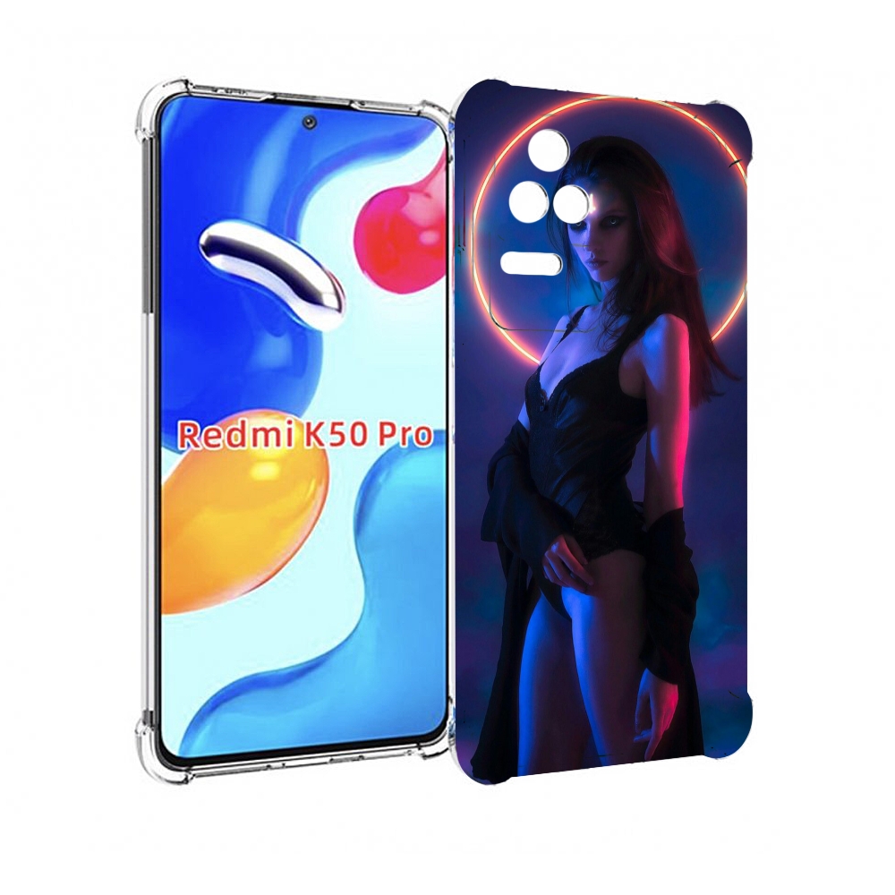 

Чехол MyPads девушка с неоновым кругом женский для Xiaomi Redmi K50/K50 Pro, Прозрачный, Tocco