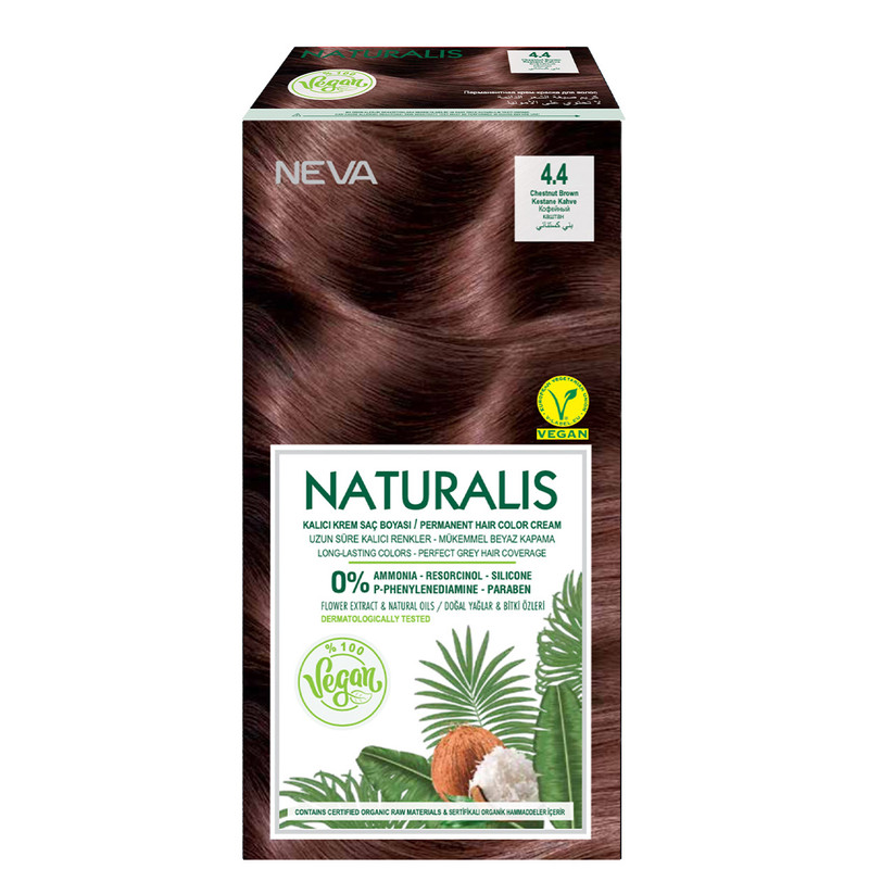 Крем-краска для волос Neva Naturalis Vegan Стойкая 4.4 Кофейный каштан обои винил на флизелине индустрия kaleidoscope na8693 13 кофейный 1 06x10 05м