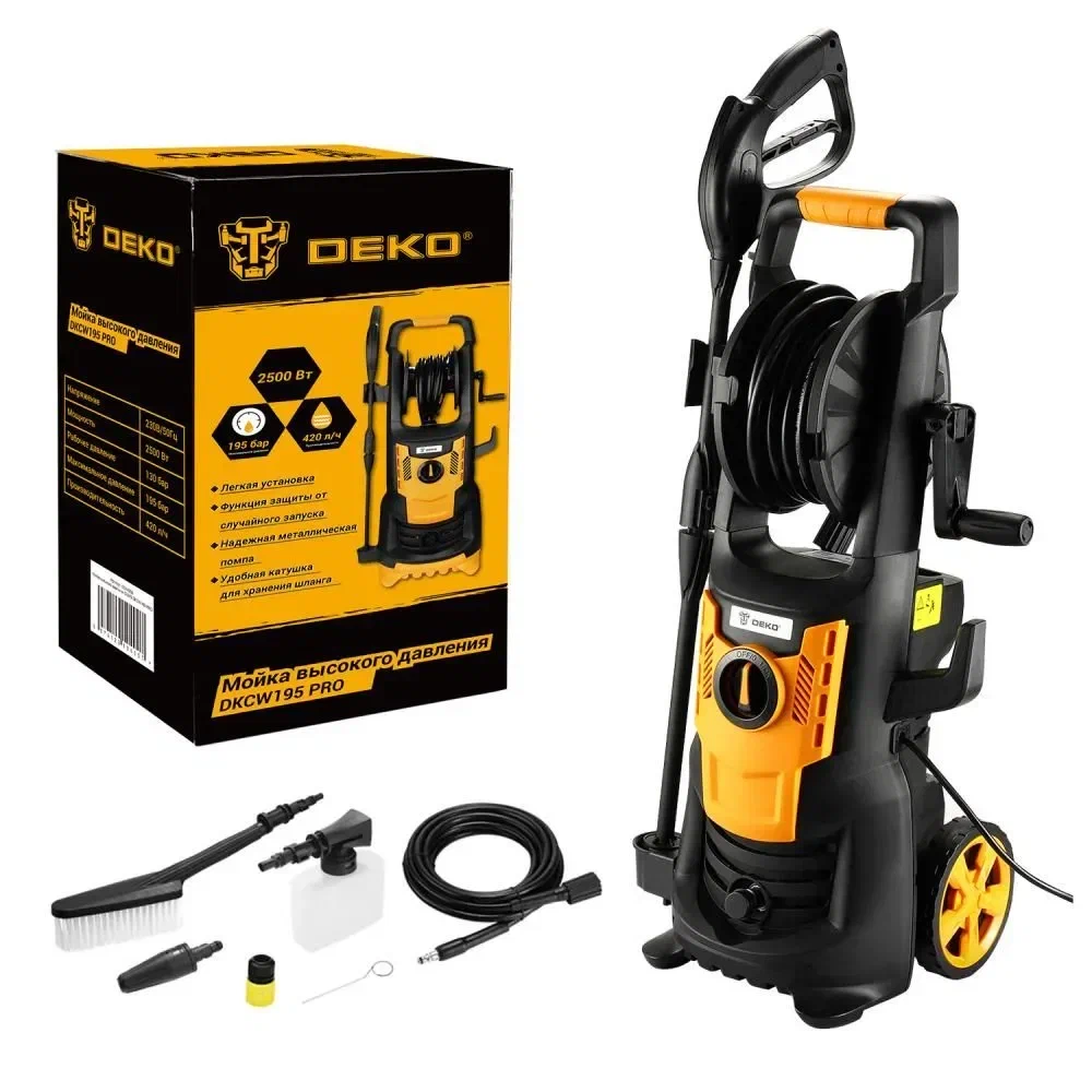 

Мойка высокого давления DEKO DKCW195 PRO 063-4305, Желтый;черный