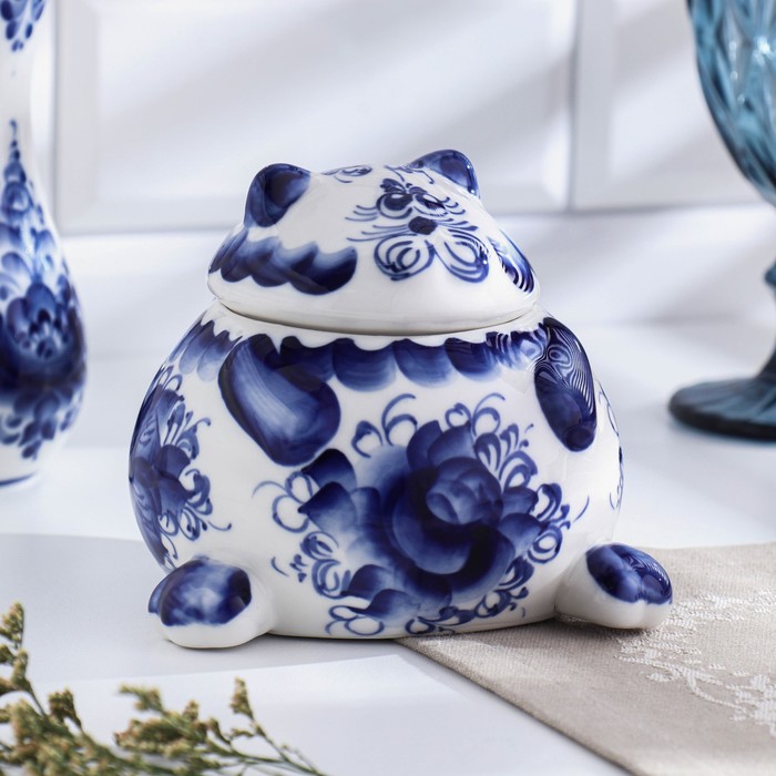 

Сахарница «Кот», гжель