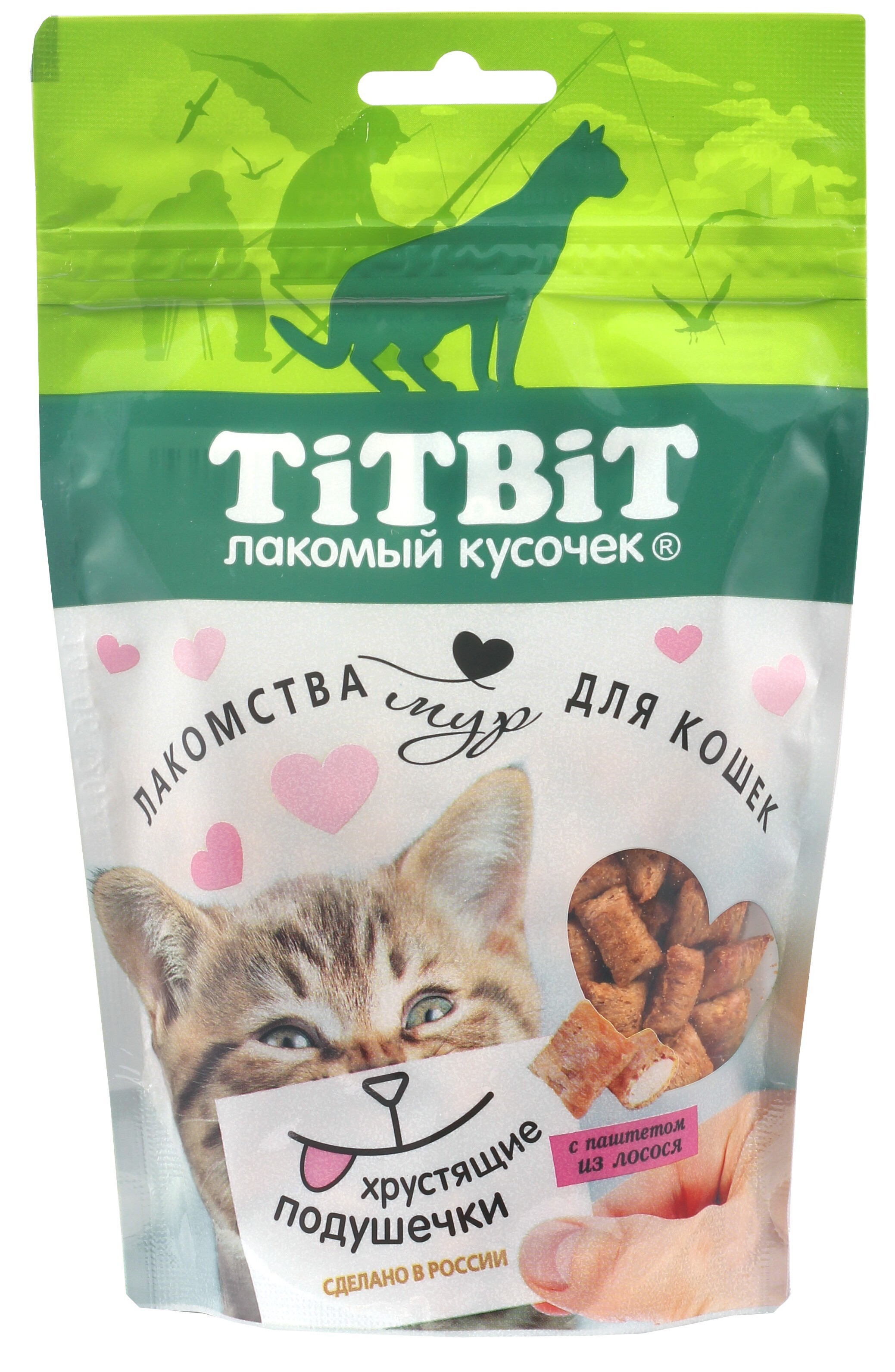 фото Лакомство для кошек titbit подушечки, лосось, шт, 100 г