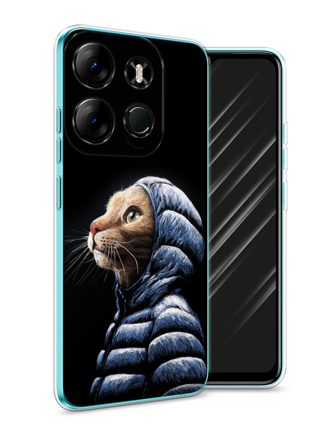 

Чехол Awog на Tecno Phantom X2/X2 Pro "Кот в капюшоне", Черный;бежевый;синий, 303250-2