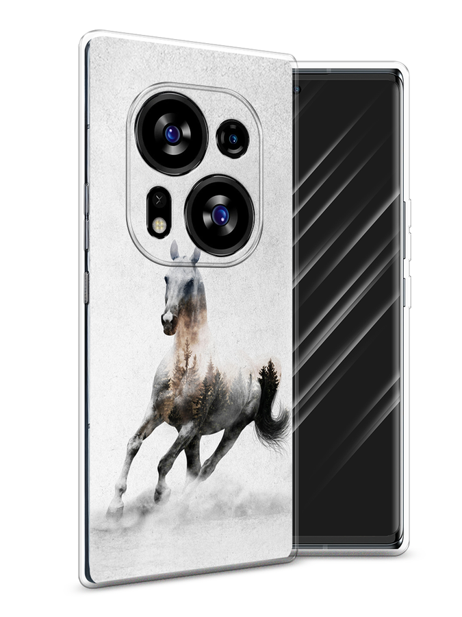 

Чехол Awog на Tecno Phantom X2/X2 Pro "Лошадь лес", Серый;черный, 303250-2