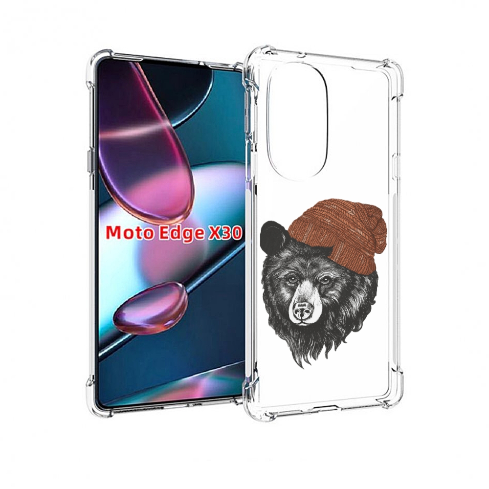 

Чехол MyPads Медведь в шапке 2 для Motorola Moto Edge X30, Прозрачный, Tocco