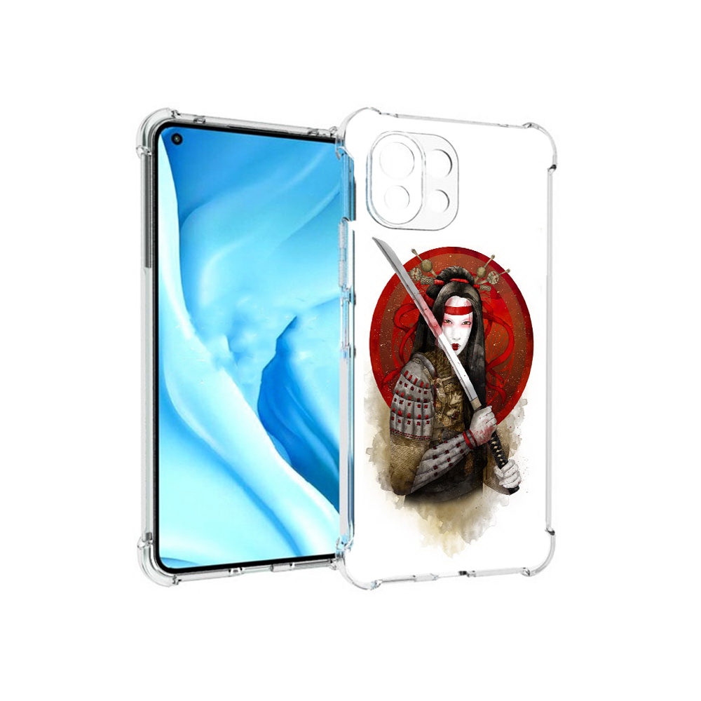 

Чехол MyPads Tocco для Xiaomi Mi 11 Lite рисованная девушка с катаной (PT159462.256.580), Прозрачный, Tocco