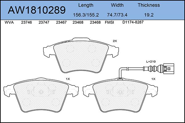 

Тормозные колодки AywiParts дисковые AW1810289