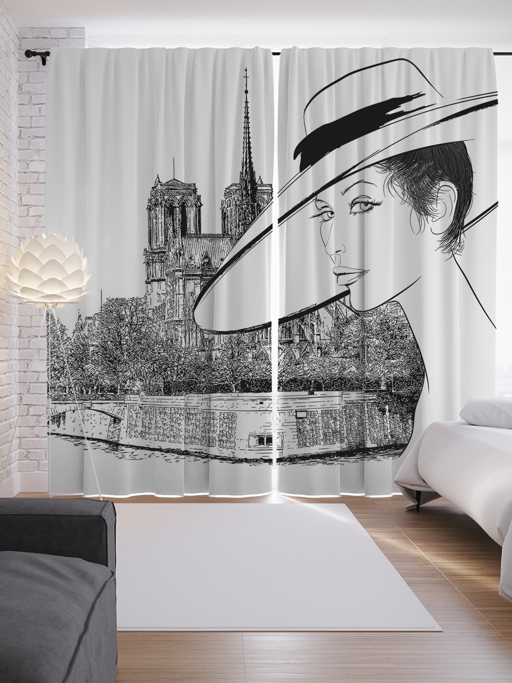 

Шторы JoyArty с фотопечатью "Девушка в шляпе" из сатена, 290х265 см, Девушка в шляпе