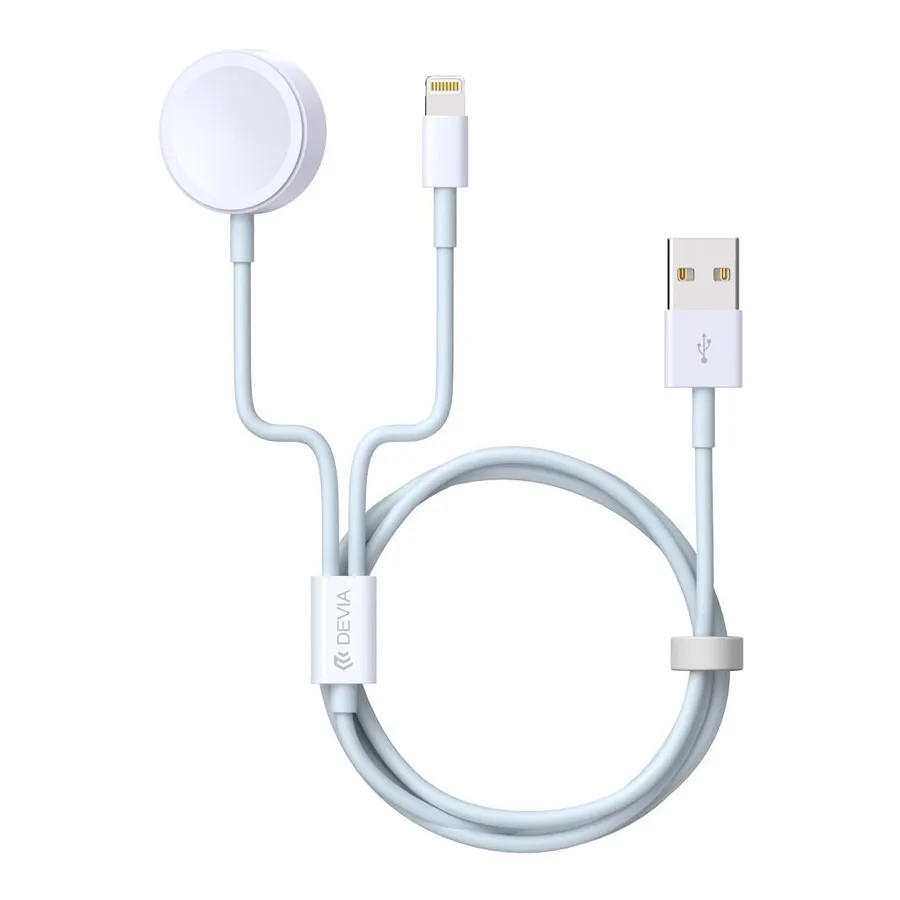 Кабель Devia Smart Series 2 in 1 Apple Watch Charging Cable, белый