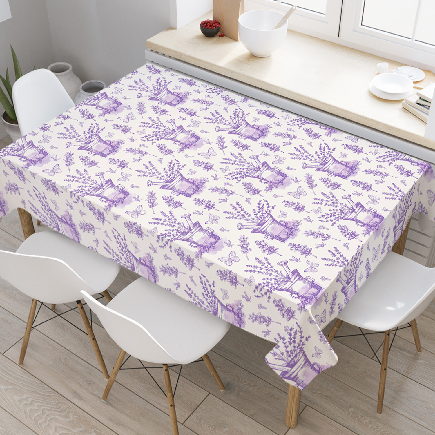 

Прямоугольная тканевая скатерть на стол Французский сад 120х145см, Бежевый, Французский сад