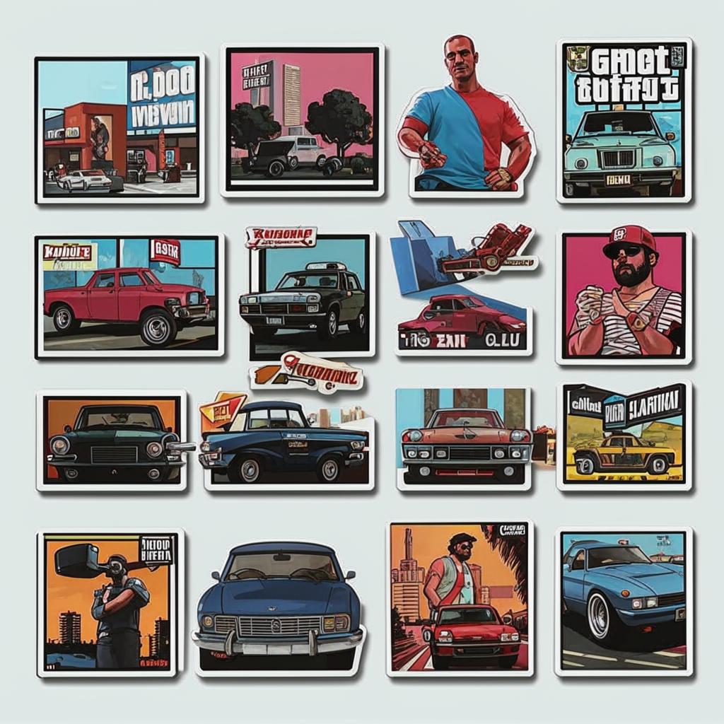 

Наклейка Grand Theft Auto ver2, 16 шт, GTA ver 1