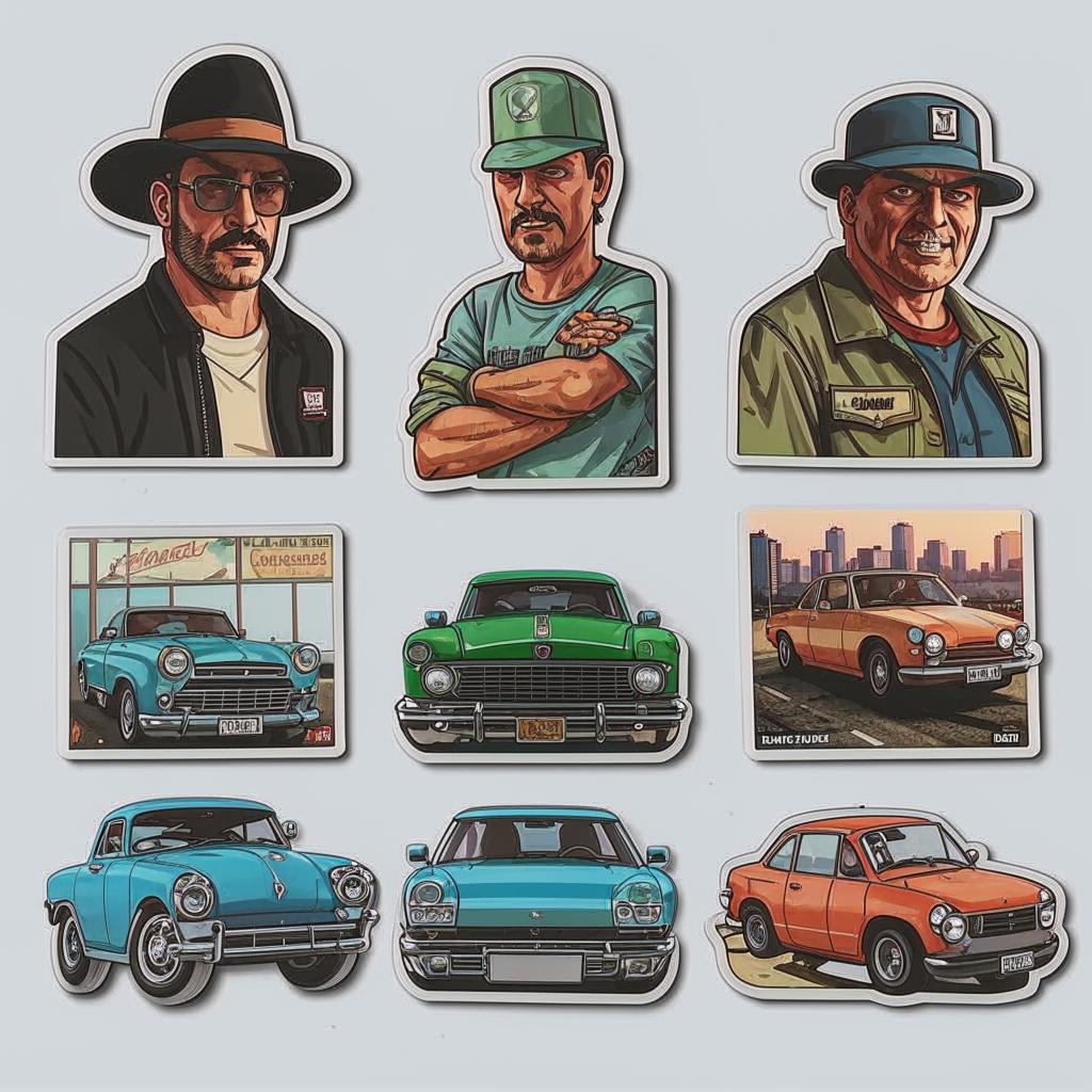 

Стикеры Grand Theft Auto ver1, 9 штук, GTA ver 5