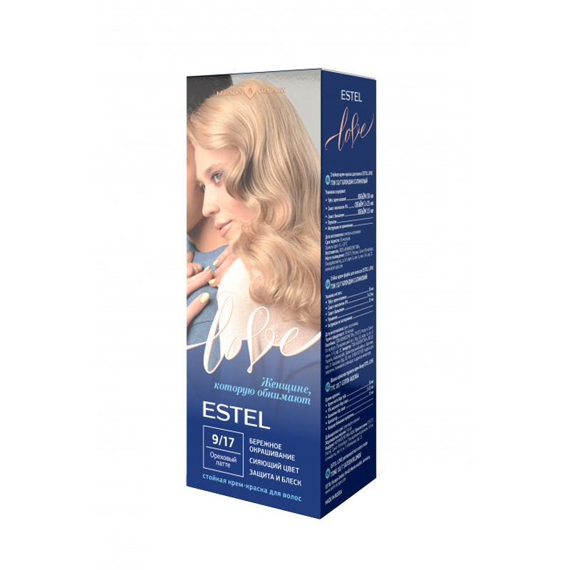 Стойкая краска для волос Estel Love т.9/17 Ореховый латте спрей для волос estel professional кератиновая вода 100 мл
