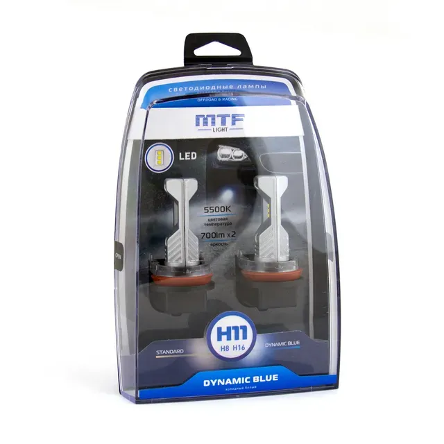 

Светодиодные автолампы MTF Light, серия DYNAMIC BLUE LED H8/H11/H16, 5500K, комплект.