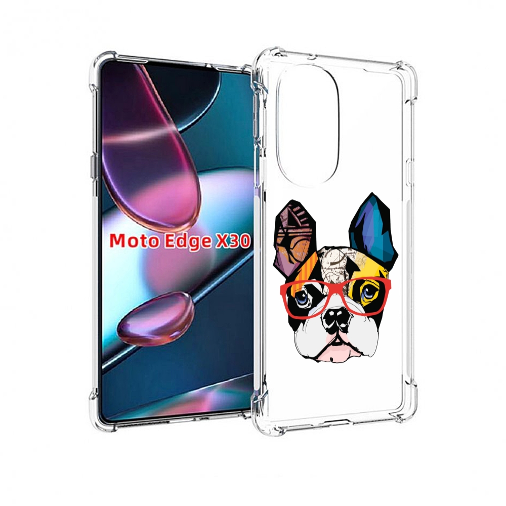 

Чехол MyPads Мопс-в-очках для Motorola Moto Edge X30, Прозрачный, Tocco