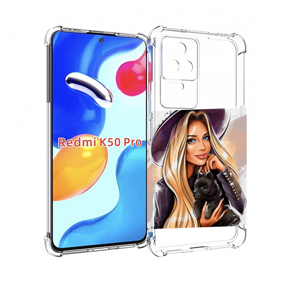 

Чехол MyPads девушка-с-черным-щенком женский для Xiaomi Redmi K50/K50 Pro, Прозрачный, Tocco