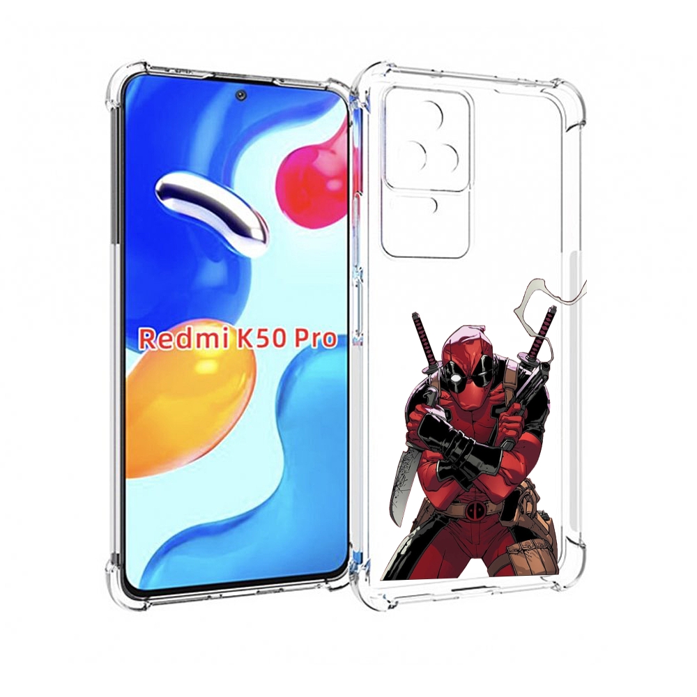 Чехол MyPads дедпул-подмигивает для Xiaomi Redmi K50/K50 Pro