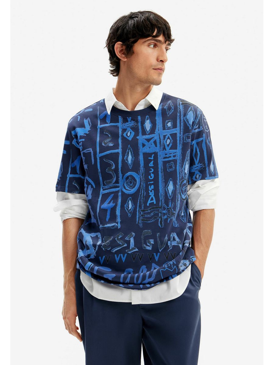 

Футболка мужская Desigual DE122O07U синяя L, Синий, DE122O07U