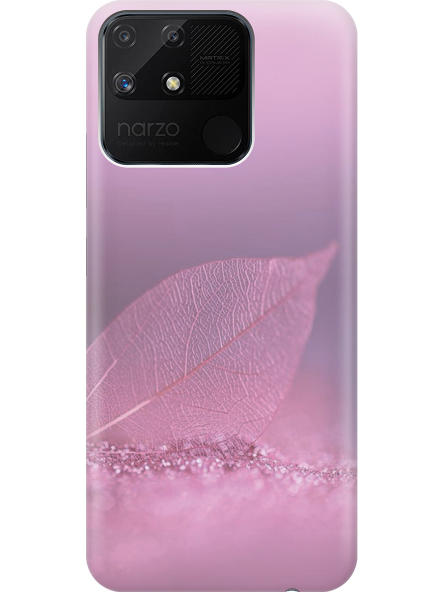 

Силиконовый чехол на Realme narzo 50A с принтом "Листок в розовых блестках", Прозрачный;розовый;фиолетовый, 740189922