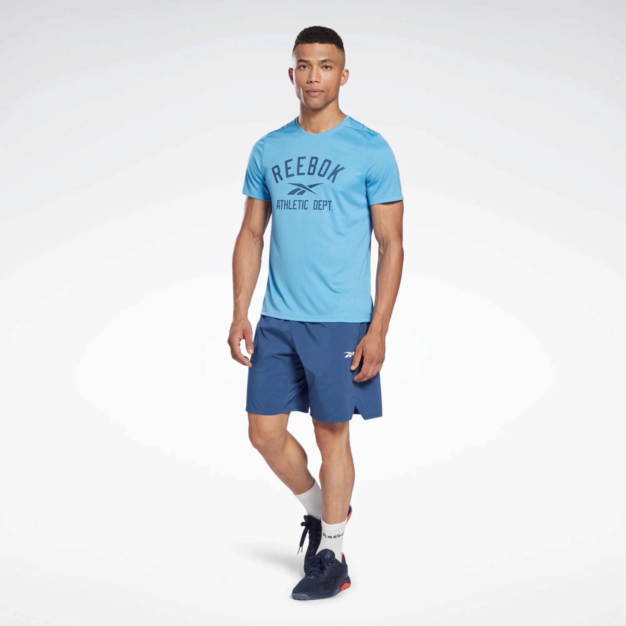 фото Футболка мужская reebok workout ready graphic t-shirt синяя xs