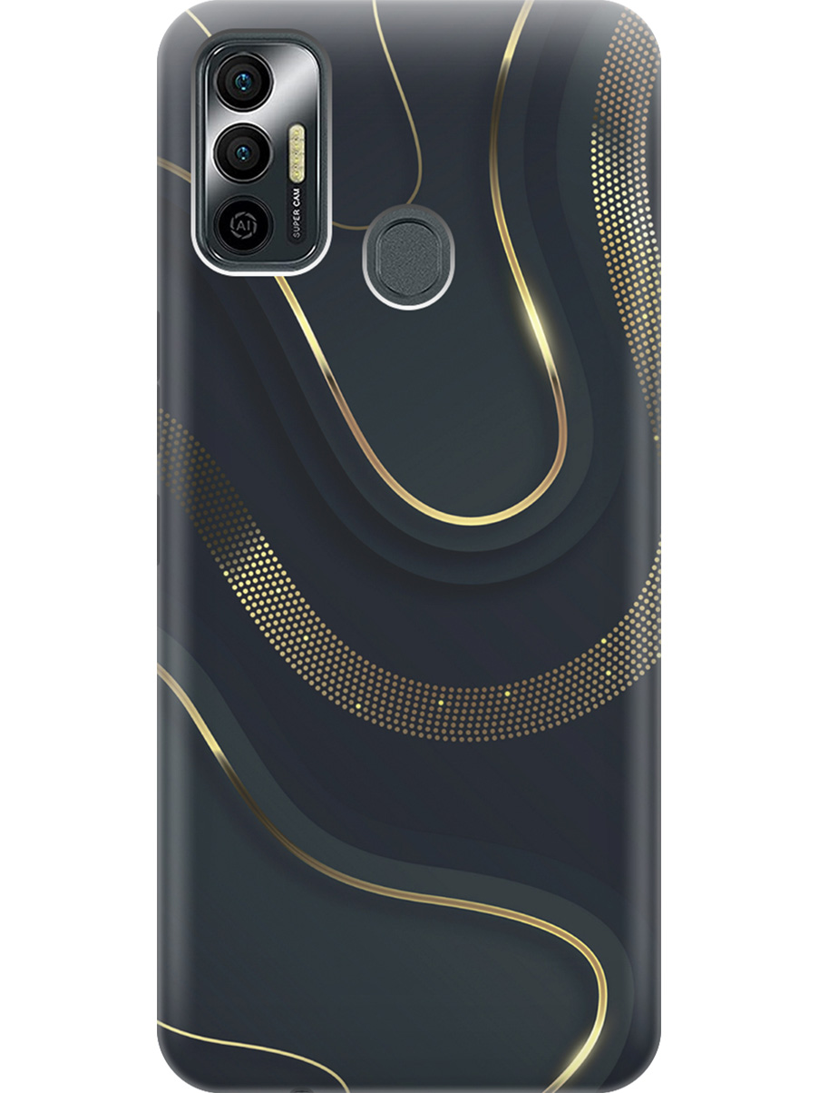 

Силиконовый чехол на Tecno Spark 7 с принтом "Золотистые акценты", Прозрачный;золотистый;серый, 741736131