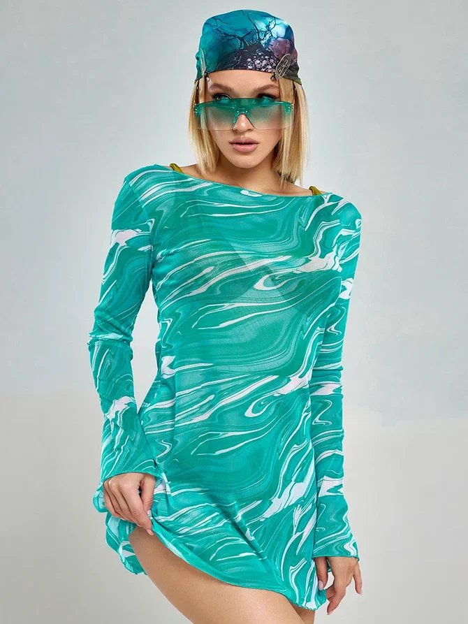 Пляжная туника женская ALZA ST0004 бирюзовая 44-46 RU