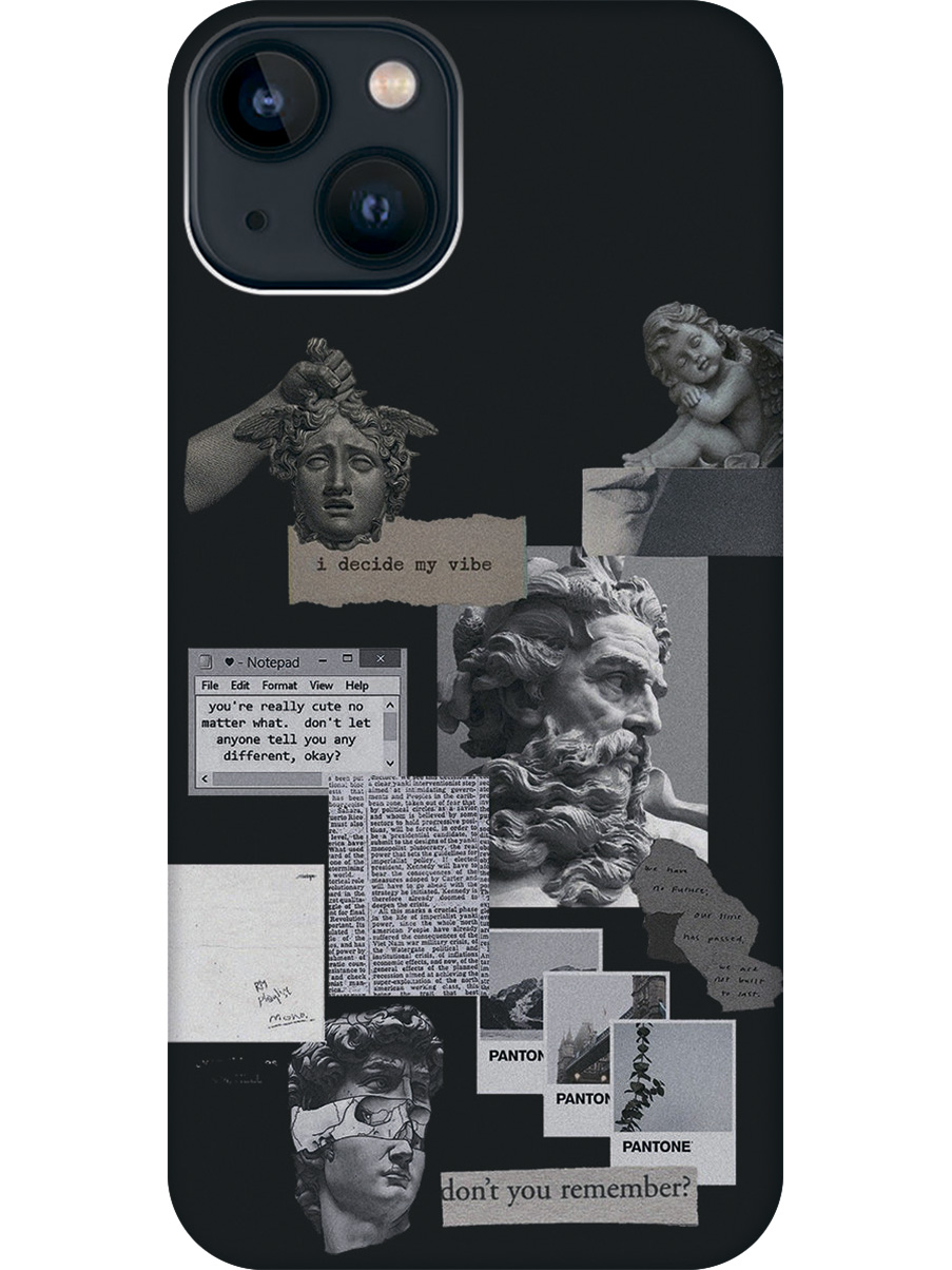 

Силиконовый чехол на Apple iPhone 14 с принтом "Античные стикеры" матовый черный, Черный;прозрачный;белый;серый, 745400585