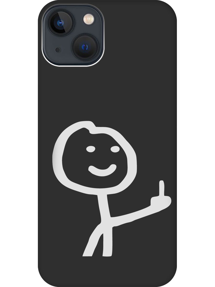 

Силиконовый чехол на Apple iPhone 14 с принтом "Fck" матовый черный, Черный;белый;серый, 745400561