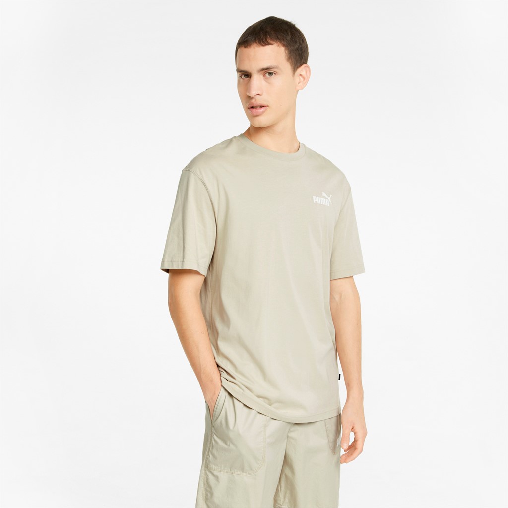 фото Футболка мужская puma ess+ relaxed tee бежевая l