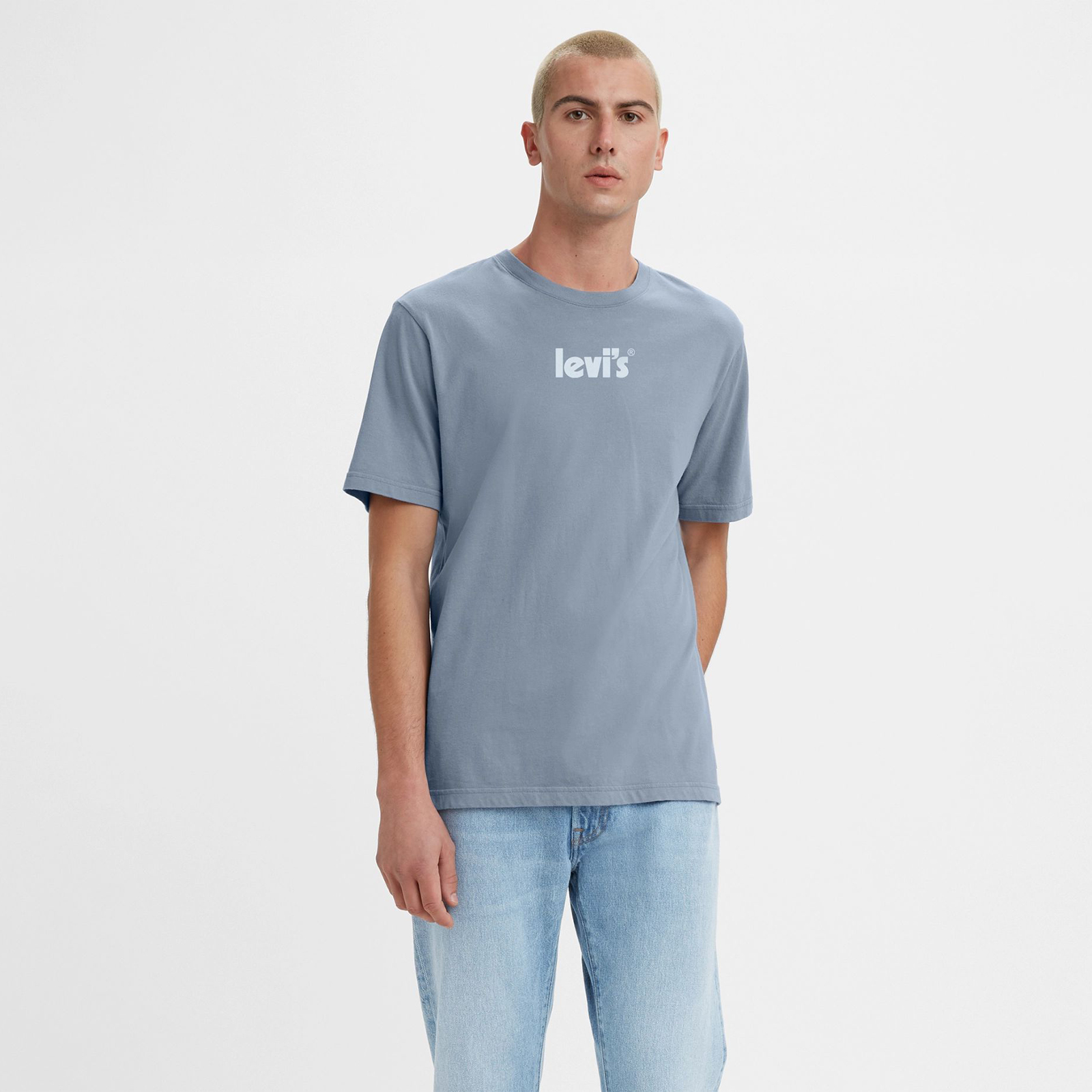 фото Футболка мужская levi's men ss relaxed fit tee голубая xxl