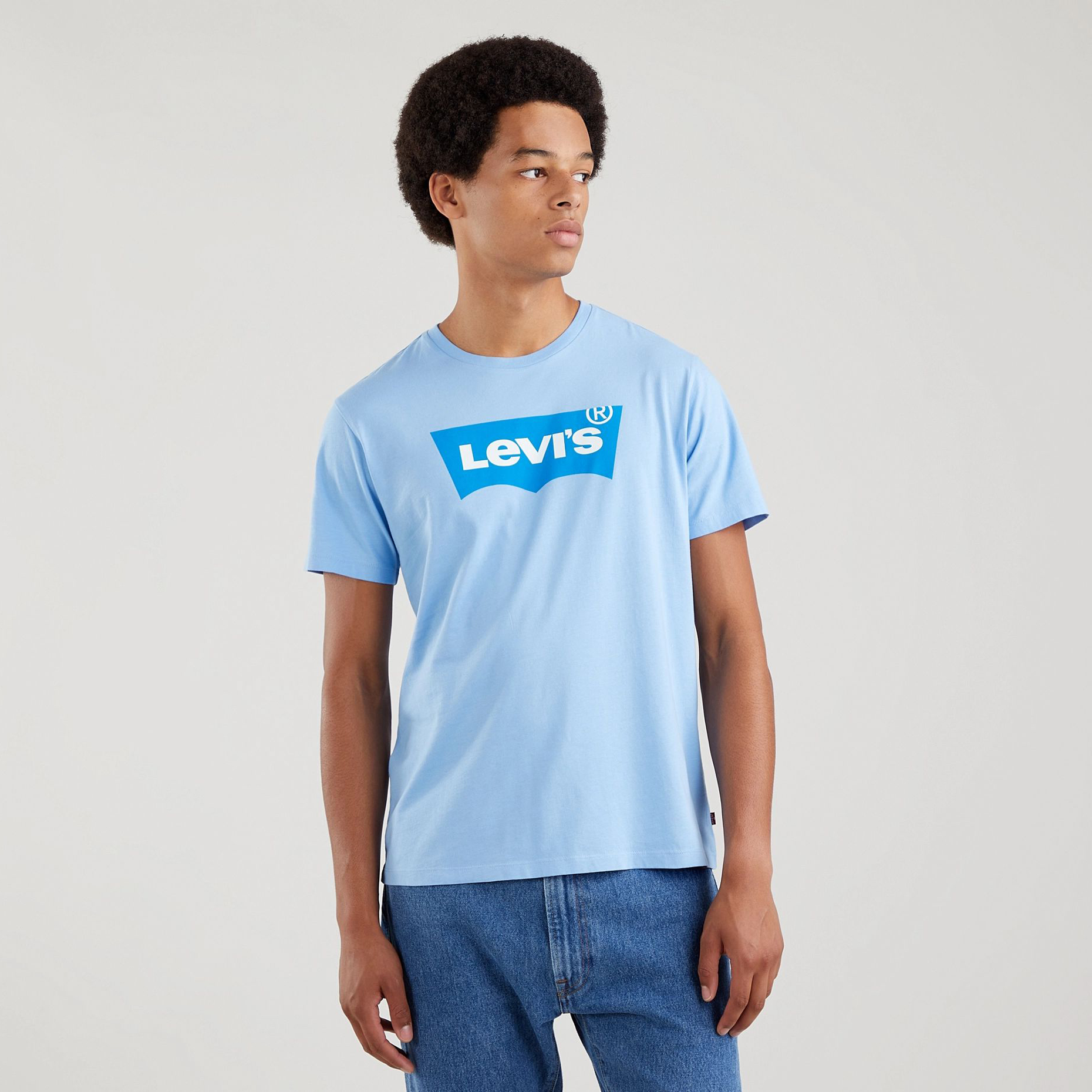 фото Футболка мужская levi's men graphic crewneck tee голубая m