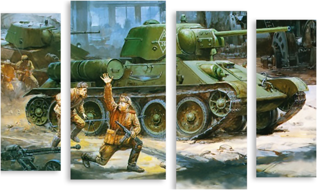 

Картина модульная на холсте Модулка Танк 120x78 см, 2869