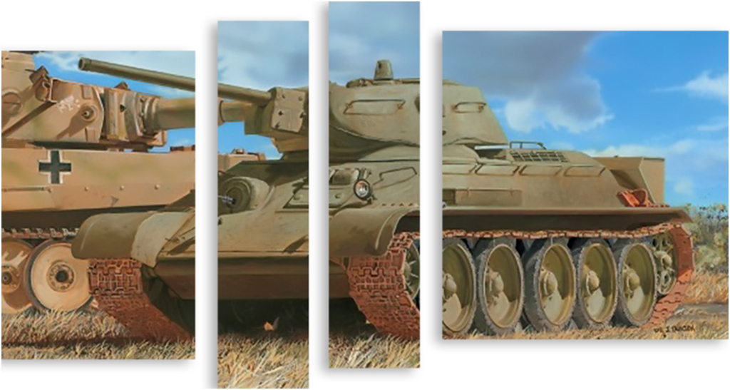 

Картина модульная на холсте Модулка Танк 150x87 см, 2872