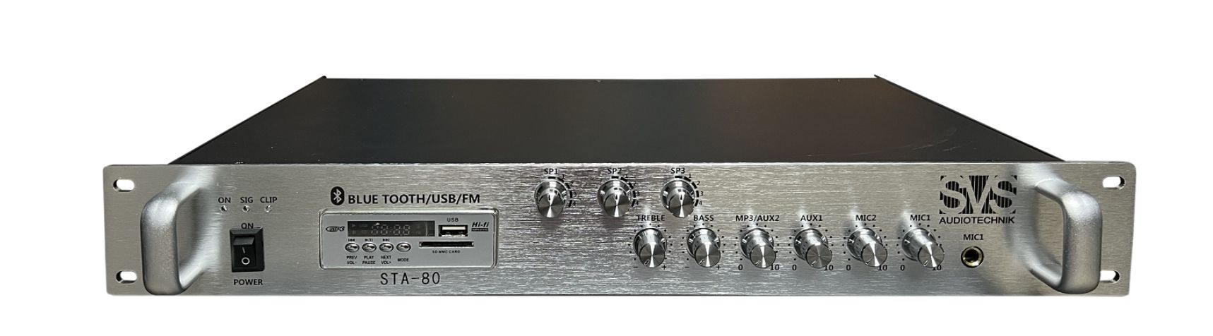 Радиоузел SVS Audiotechnik STA-80 70/100 В (416 Ом), усилитель мощности 80 Вт, MP3 плеер