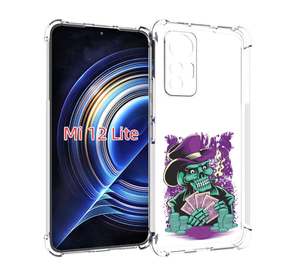 

Чехол MyPads зеленый череп с картами для Xiaomi 12 Lite, Прозрачный, Tocco
