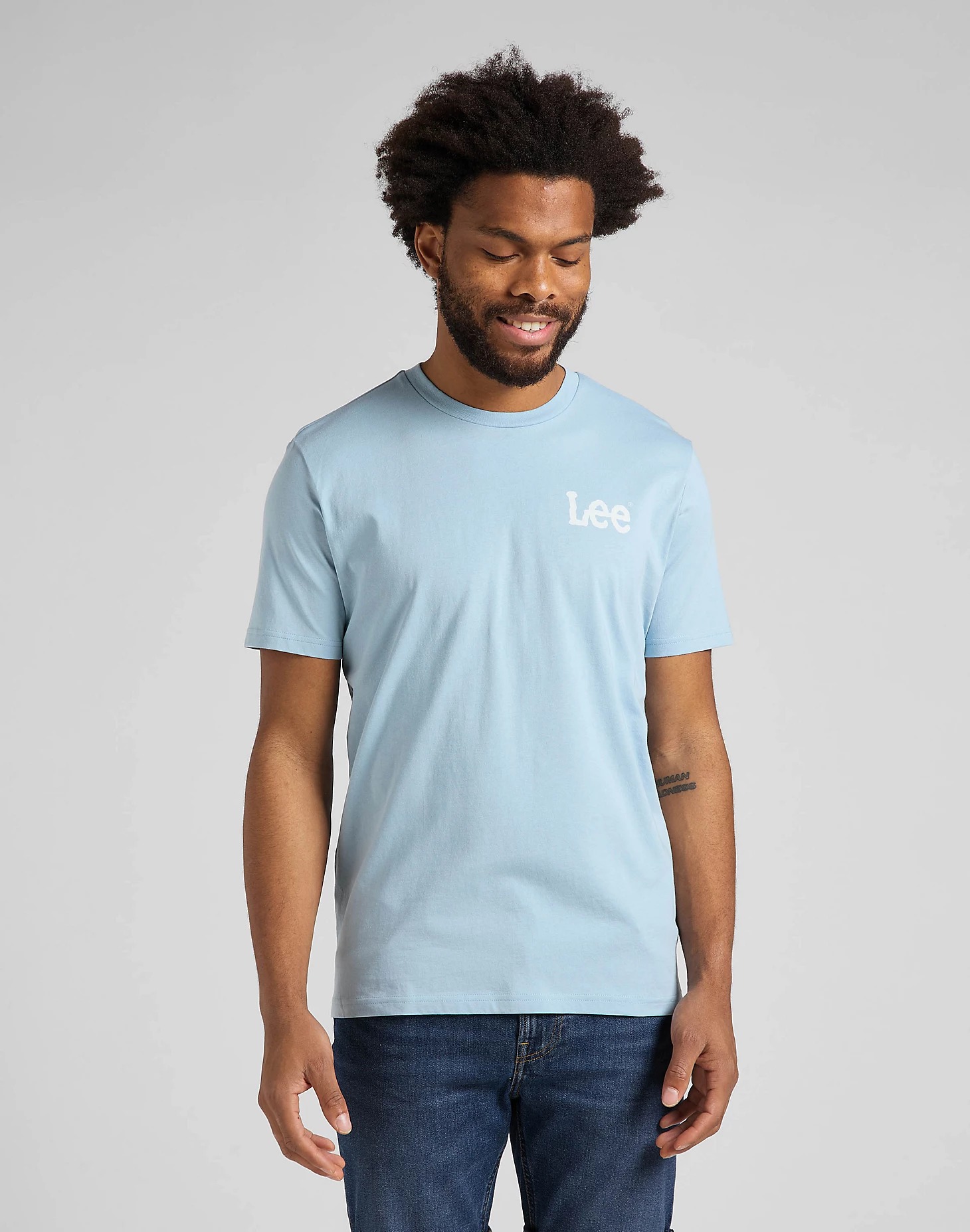 фото Футболка мужская lee wobbly logo tee голубая 4xl